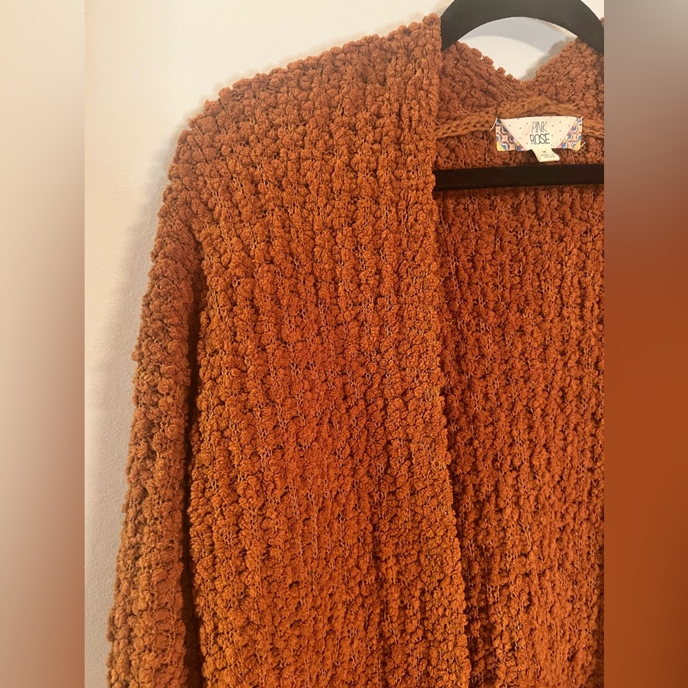 Pink Rose Rust Colored Chunky Knit Ribbed Sweater - Picture 3 of 6